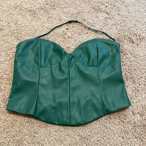 Tiger Mist Vegan Leather Halter Neck Corset Crop Top Size Large